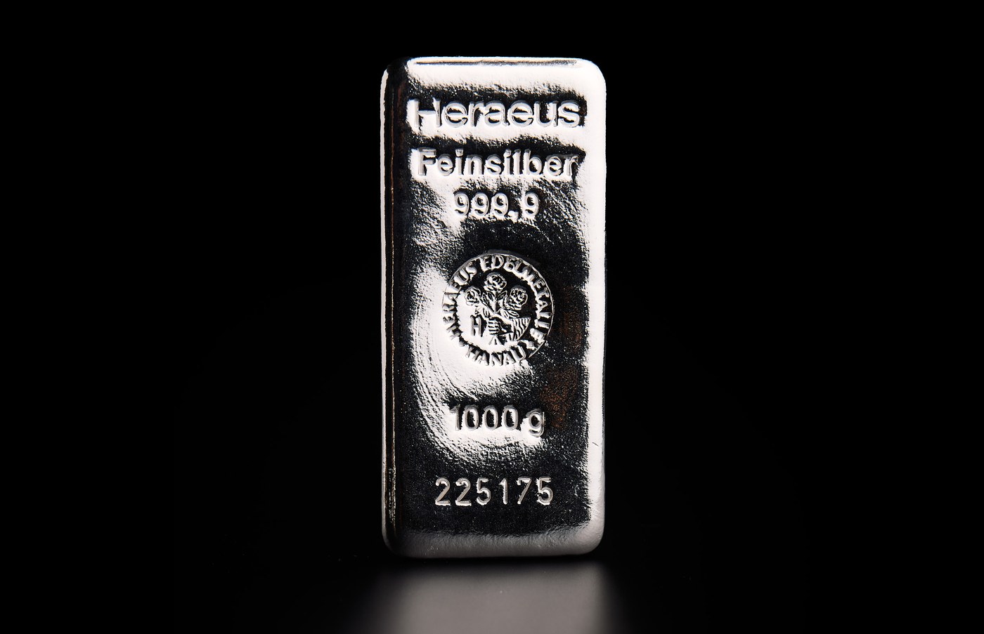 Silberbarren 1 kg Feinsilber 999,9, Heraeus
