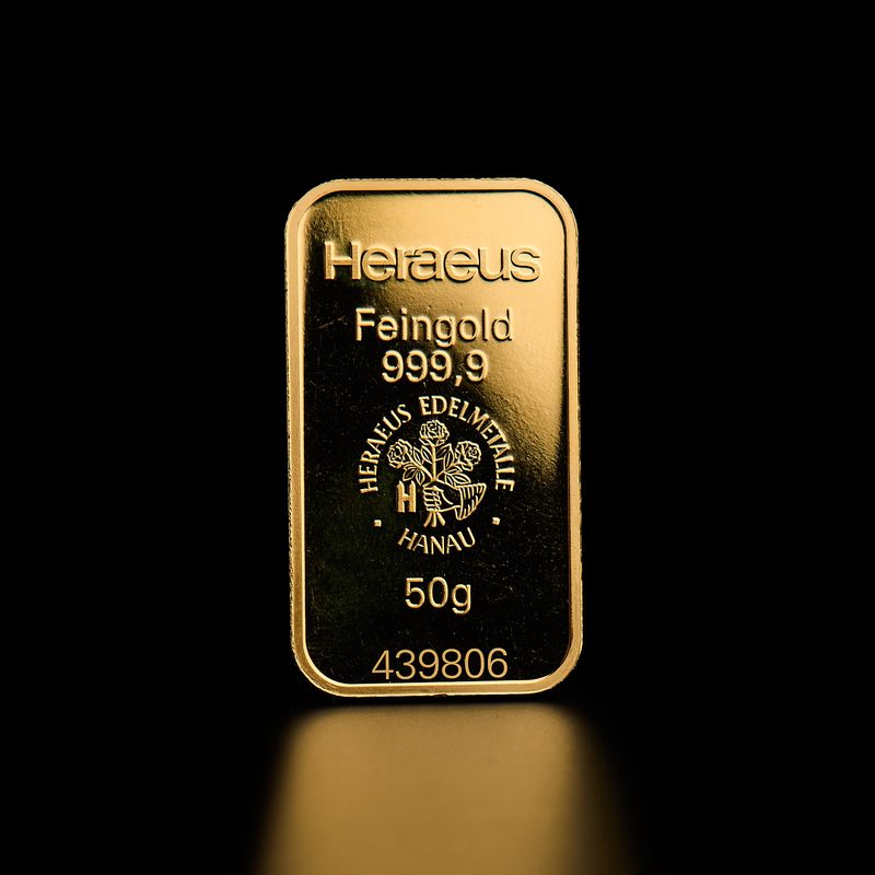 Goldbarren, 50 Gramm Feingold